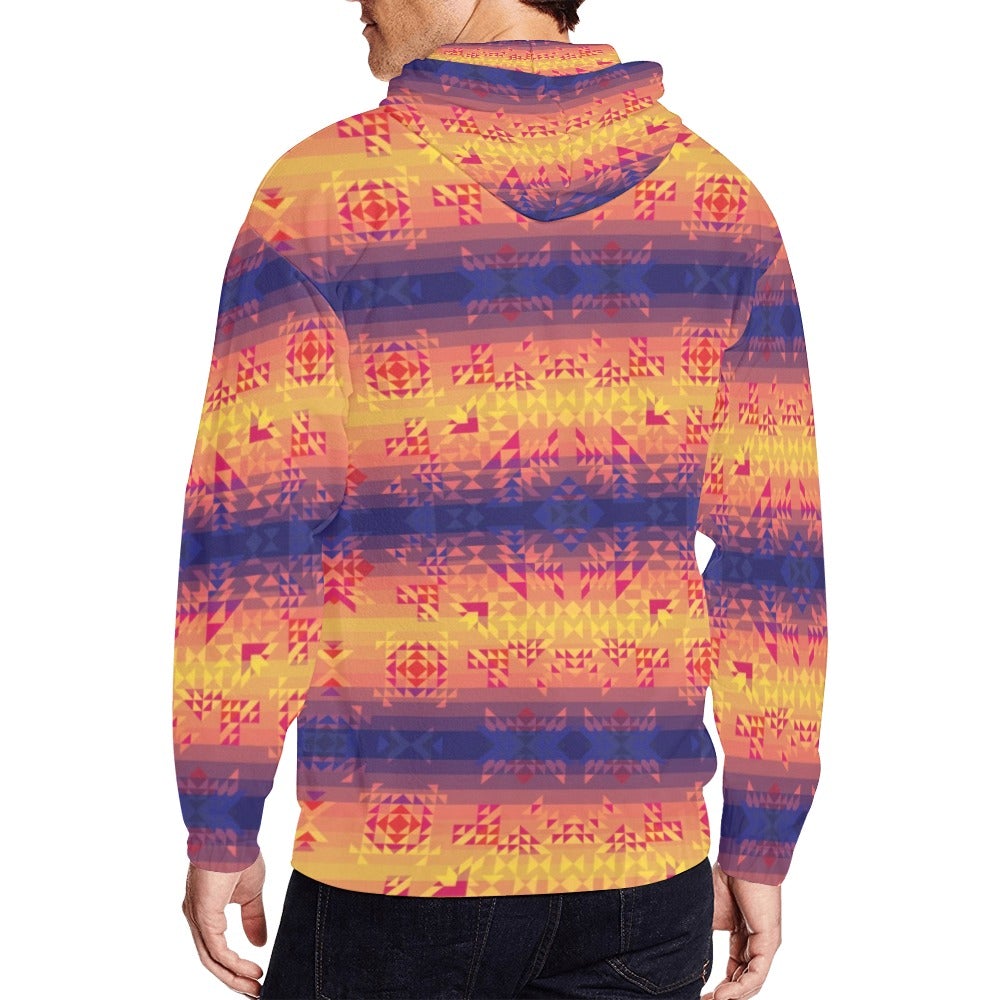Soleil Indigo All Over Print Full Zip Hoodie for Men (Model H14) hoodie e-joyer