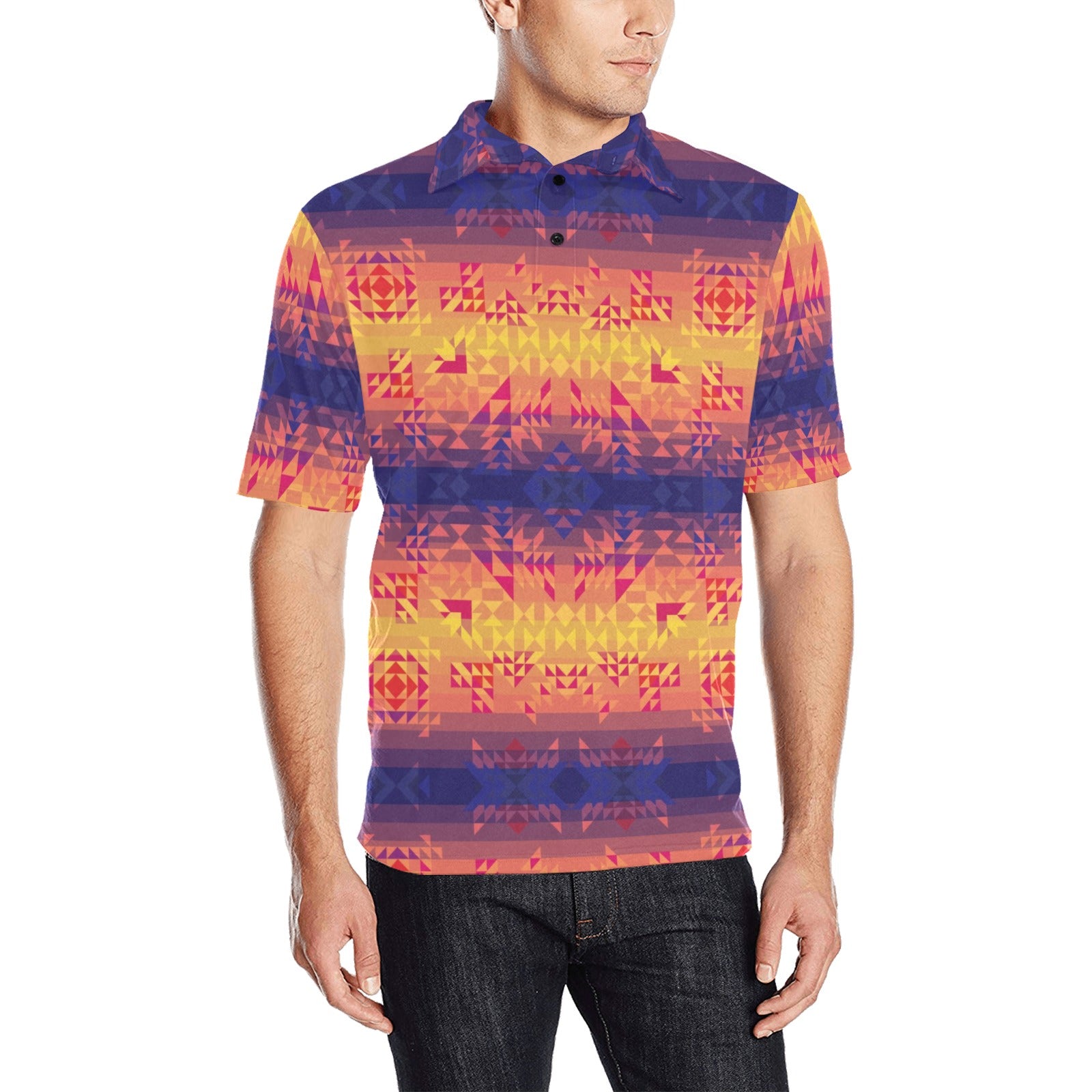 Soleil Indigo Men's All Over Print Polo Shirt (Model T55) Men's Polo Shirt (Model T55) e-joyer