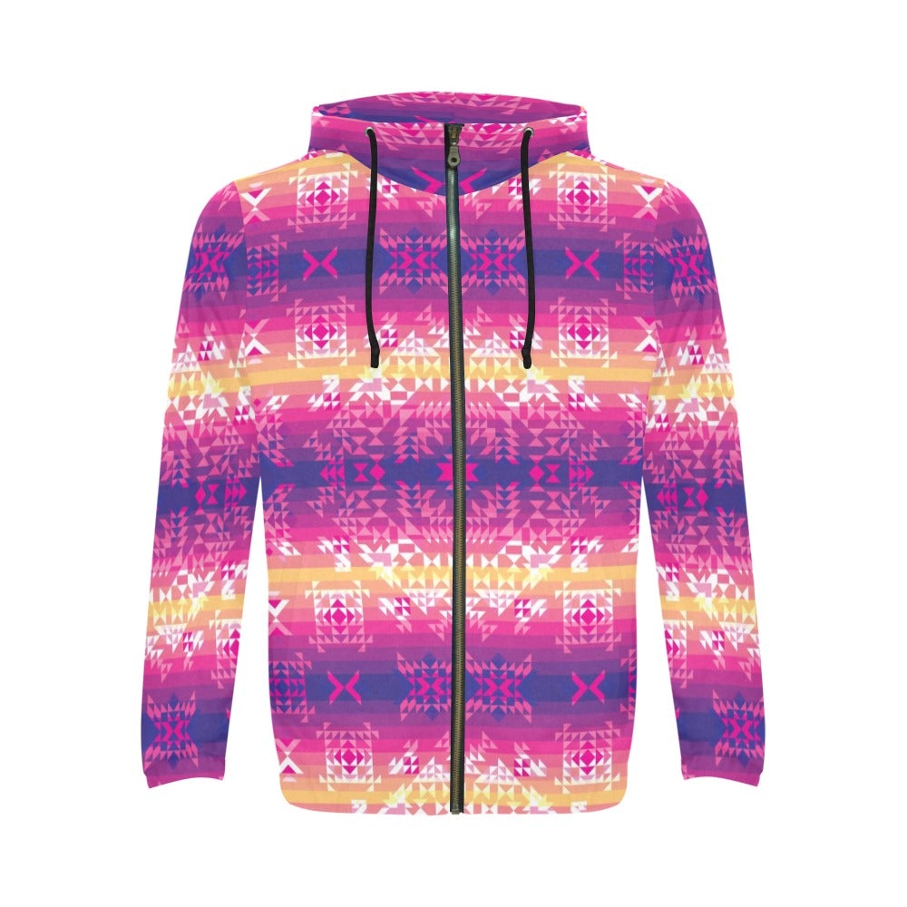 Soleil Overlay All Over Print Full Zip Hoodie for Men (Model H14) hoodie e-joyer