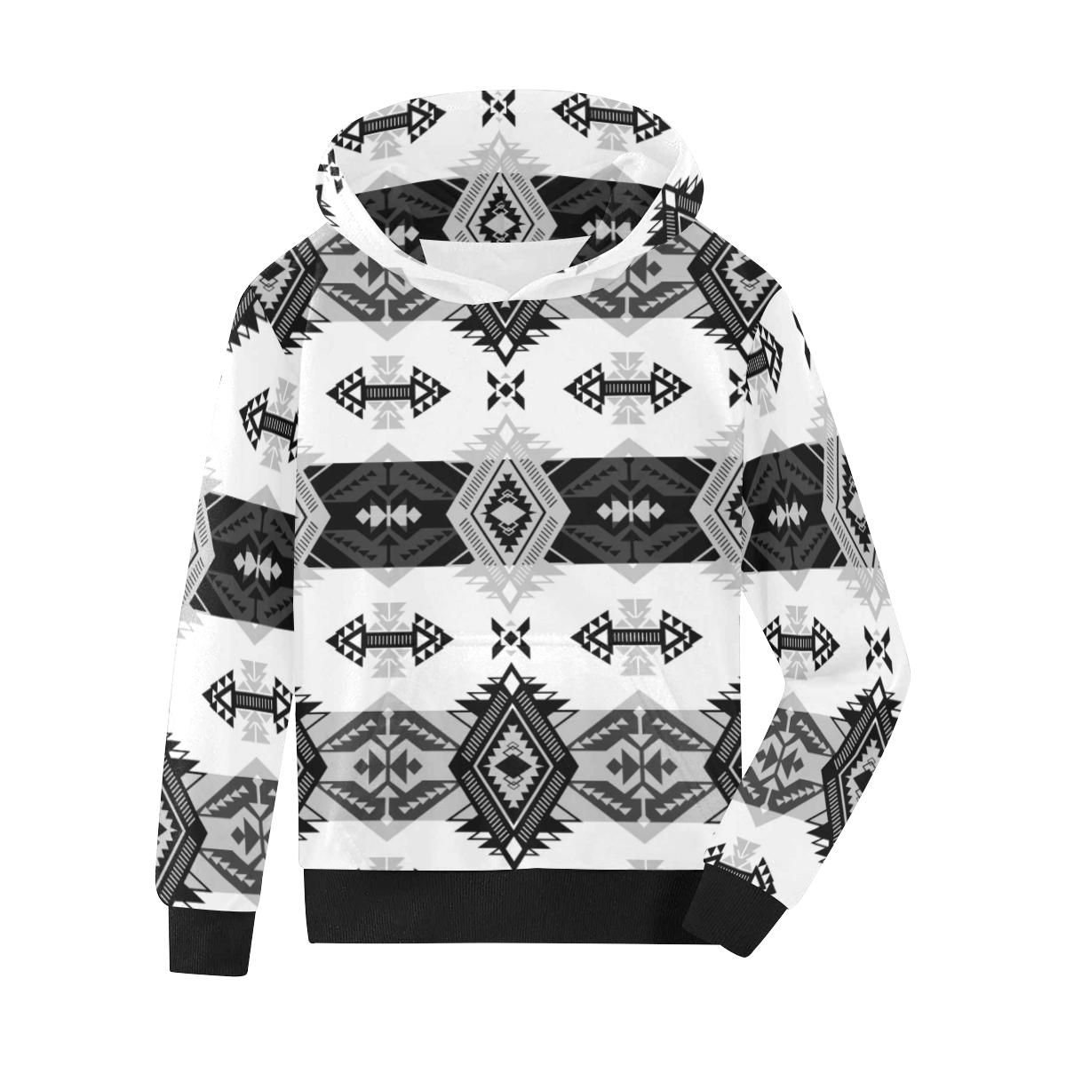 Sovereign Nation Black and White Kids' All Over Print Hoodie (Model H38) Kids' AOP Hoodie (H38) e-joyer