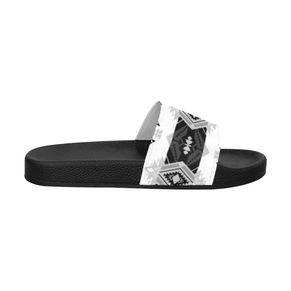 Sovereign Nation Black and White Men's Slide Sandals (Model 057) Men's Slide Sandals (057) e-joyer