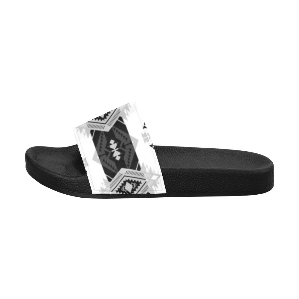 Sovereign Nation Black and White Men's Slide Sandals (Model 057) Men's Slide Sandals (057) e-joyer