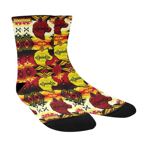 Sovereign Nation Fire with Wolf Crew Socks Crew Socks e-joyer
