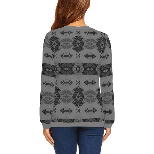 Sovereign Nation Gray All Over Print Crewneck Sweatshirt for Women (Model H18) Crewneck Sweatshirt for Women (H18) e-joyer
