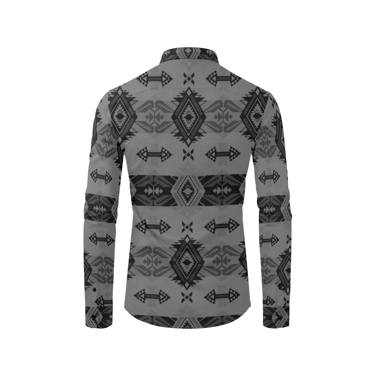 Sovereign Nation Gray Men's All Over Print Casual Dress Shirt (Model T61) Men's Dress Shirt (T61) e-joyer