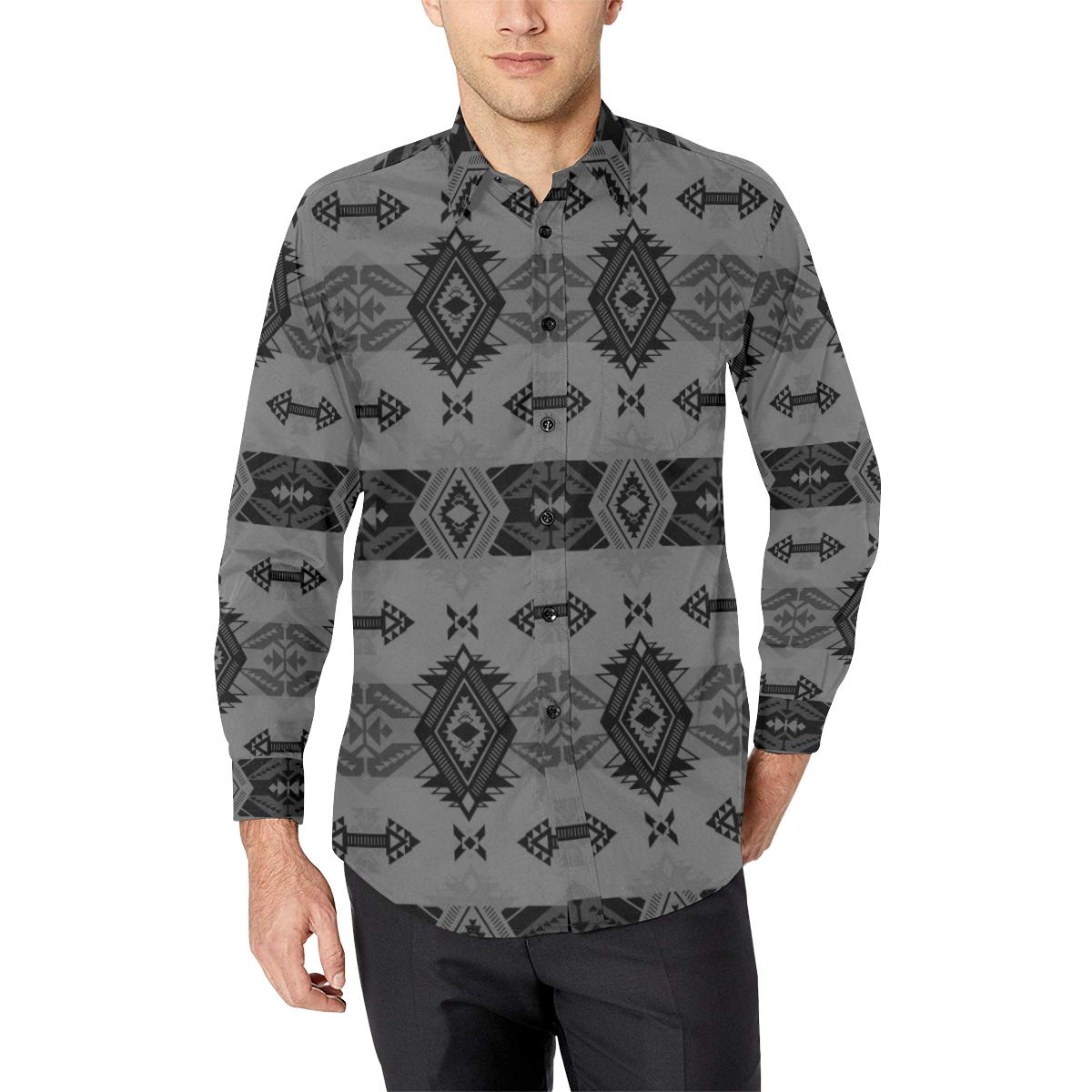 Sovereign Nation Gray Men's All Over Print Casual Dress Shirt (Model T61) Men's Dress Shirt (T61) e-joyer