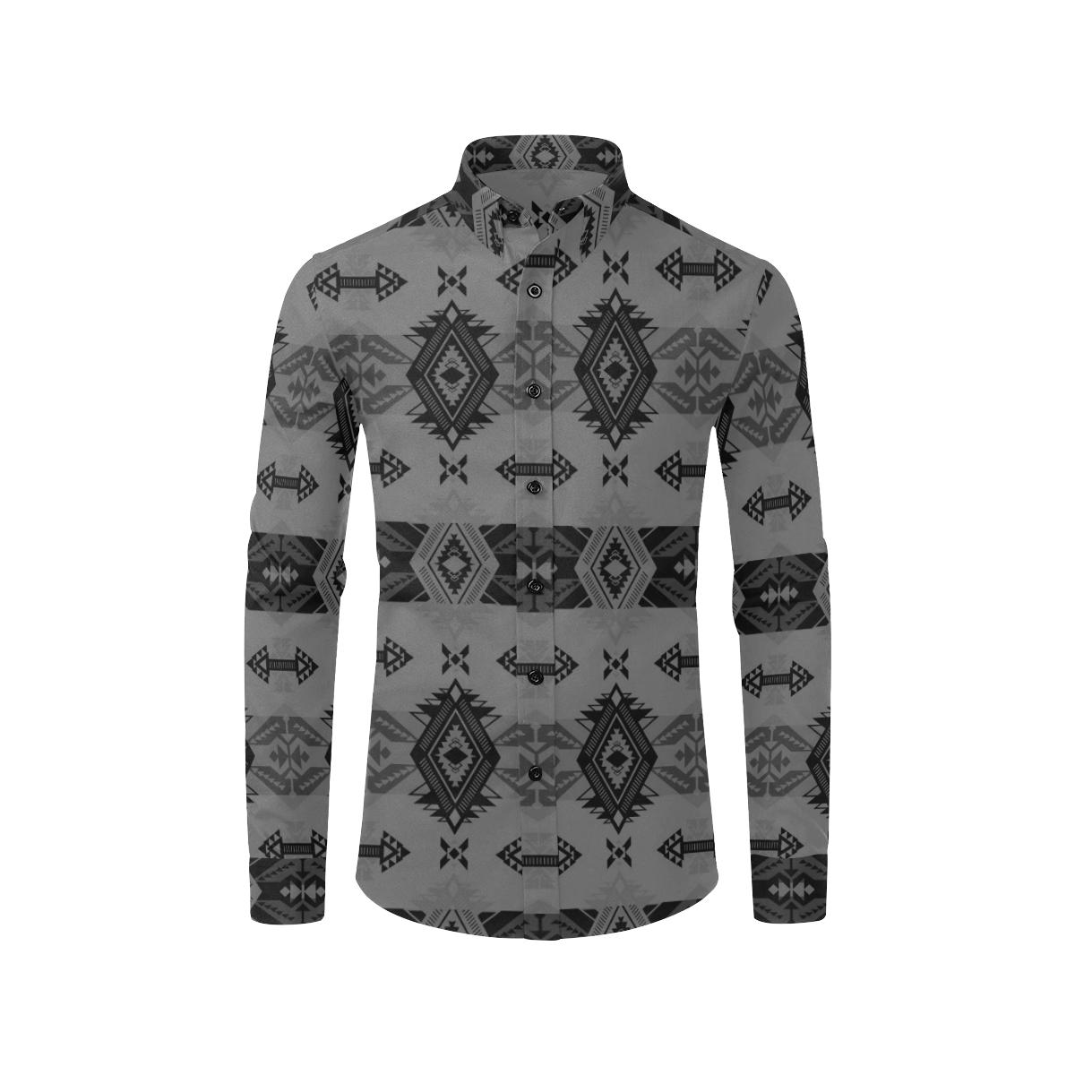 Sovereign Nation Gray Men's All Over Print Casual Dress Shirt (Model T61) Men's Dress Shirt (T61) e-joyer