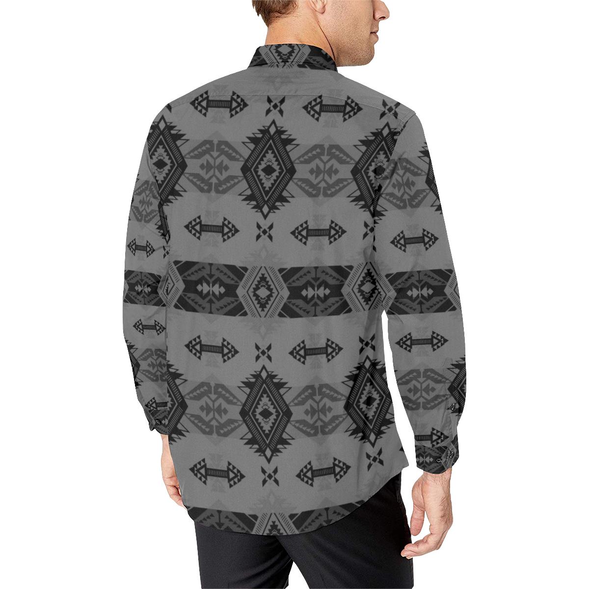 Sovereign Nation Gray Men's All Over Print Casual Dress Shirt (Model T61) Men's Dress Shirt (T61) e-joyer