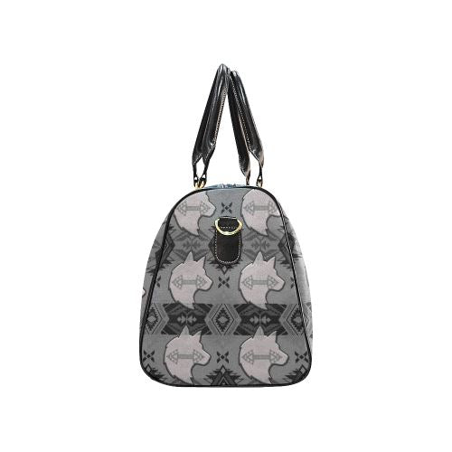 Sovereign Nation Gray with Wolf New Waterproof Travel Bag/Large (Model 1639) Waterproof Travel Bags (1639) e-joyer