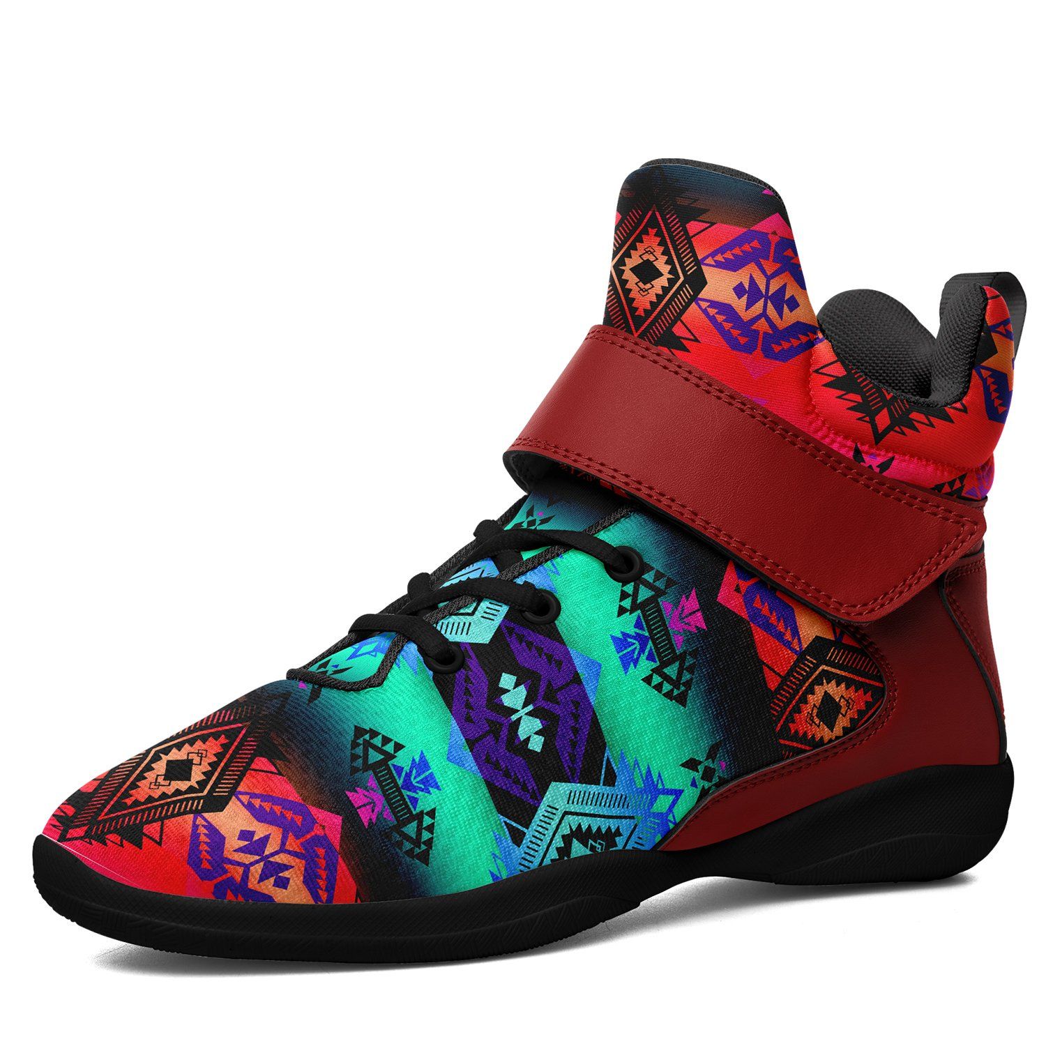 Sovereign Nation Sunrise Ipottaa Basketball / Sport High Top Shoes 49 Dzine US Women 4.5 / US Youth 3.5 / EUR 35 Black Sole with Red Strap 