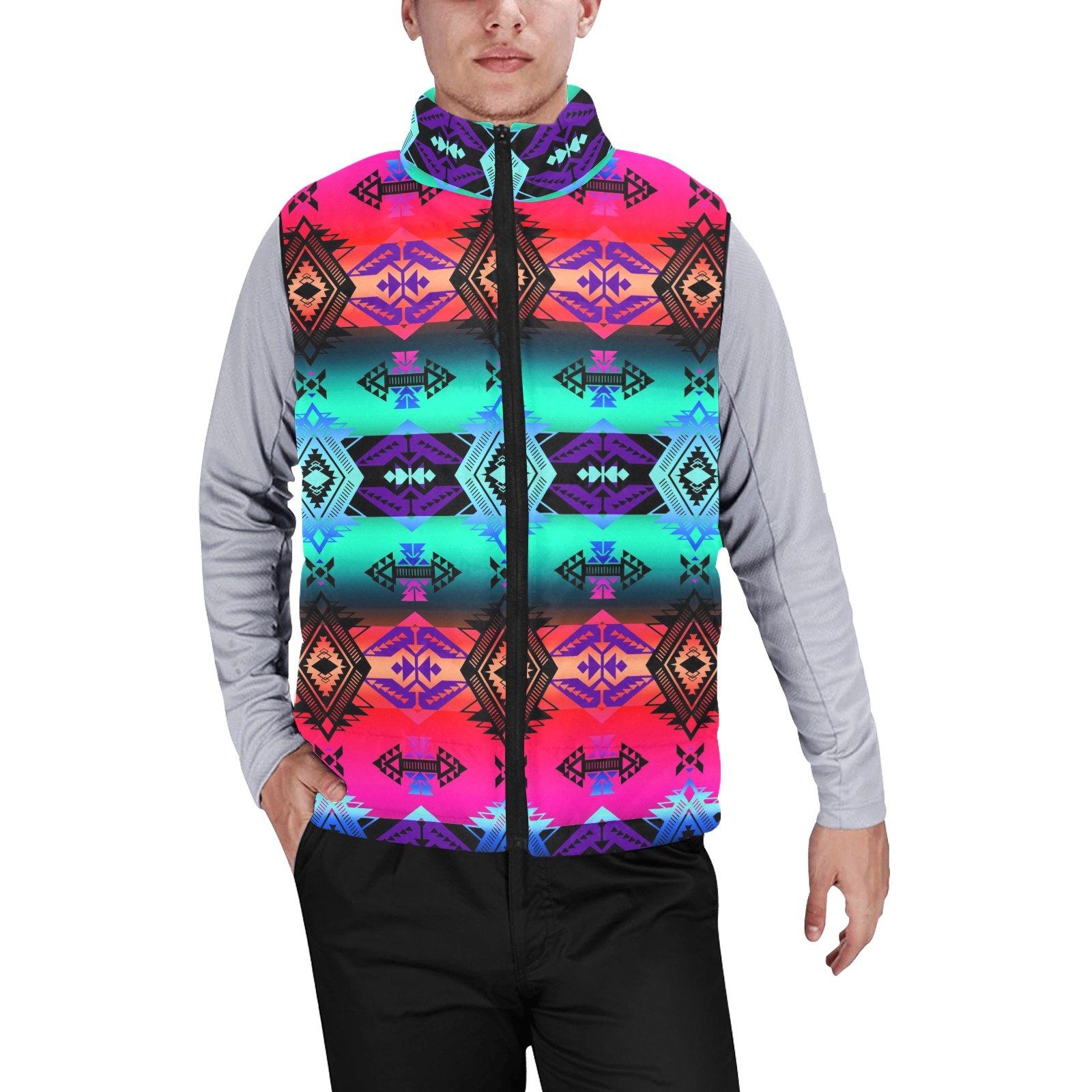 Sovereign Nation Sunrise Men's Padded Vest Jacket (Model H44) Men's Padded Vest Jacket (H44) e-joyer