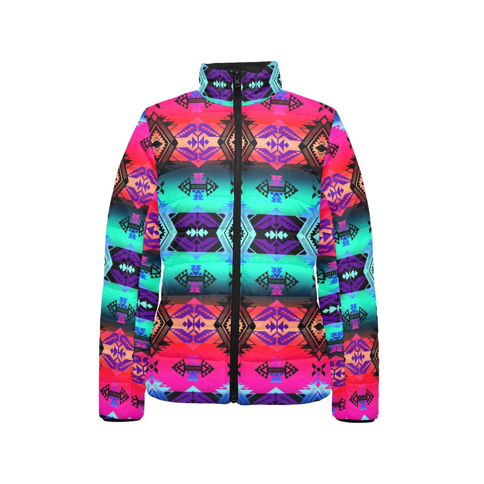 Sovereign Nation Sunrise Women's Stand Collar Padded Jacket (Model H41) jacket e-joyer