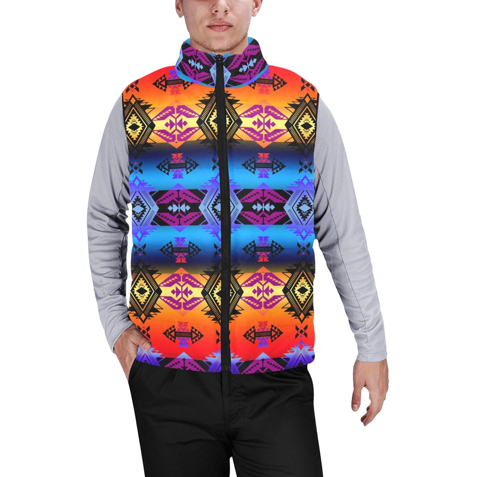 Sovereign Nation Sunset Men's Padded Vest Jacket (Model H44) Men's Padded Vest Jacket (H44) e-joyer