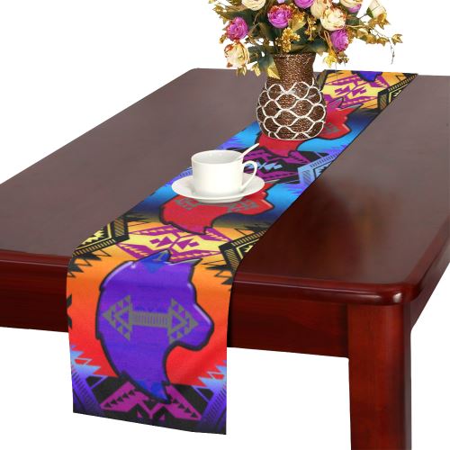 Soveriegn Nation Sunset with Wolf Table Runner 16x72 inch Table Runner 16x72 inch e-joyer