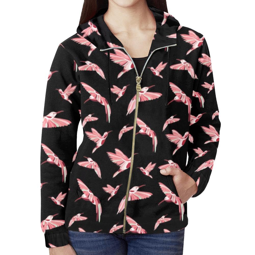 Strawberry Black All Over Print Full Zip Hoodie for Women (Model H14) All Over Print Full Zip Hoodie for Women (H14) e-joyer