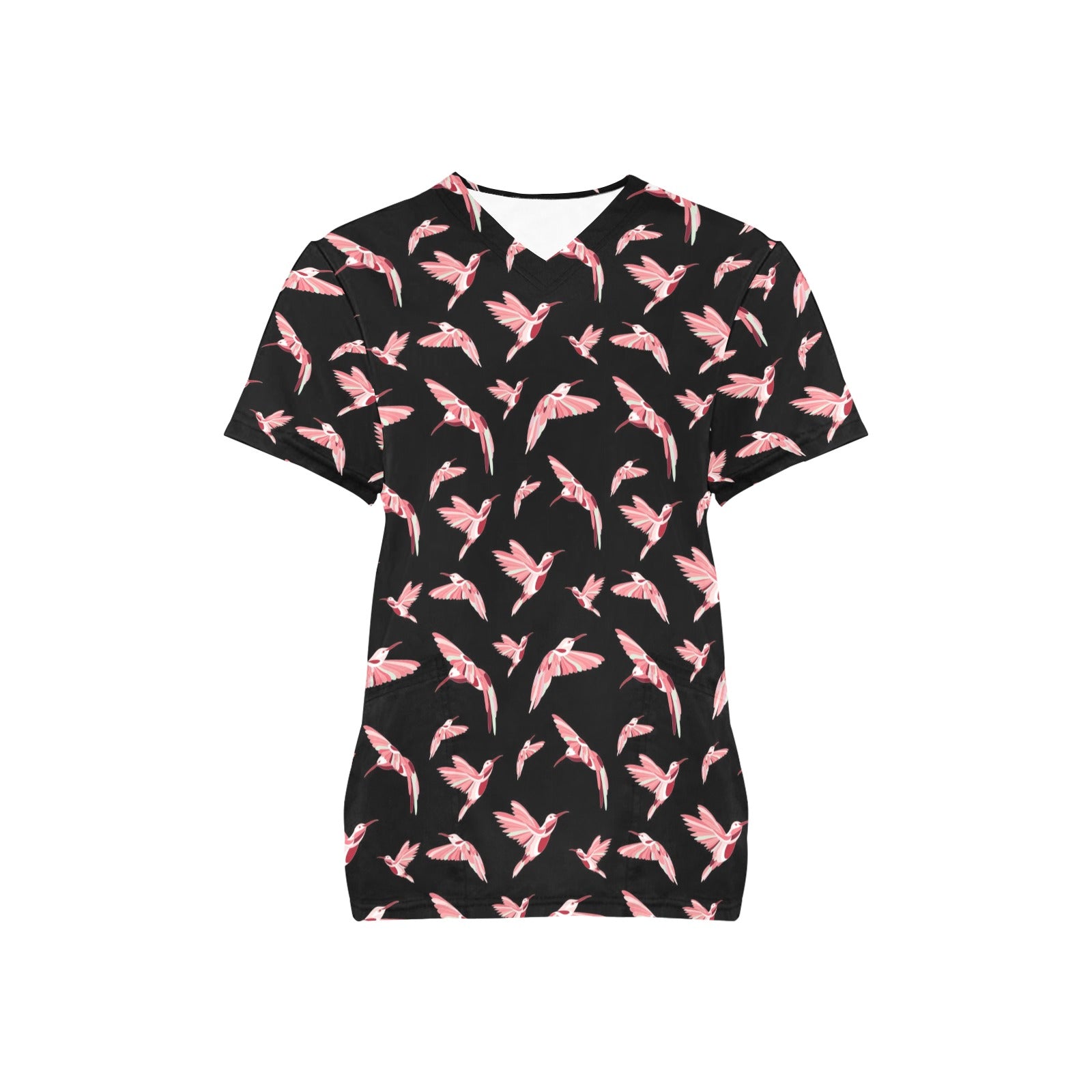 Strawberry Black All Over Print Scrub Top Scrub Top e-joyer