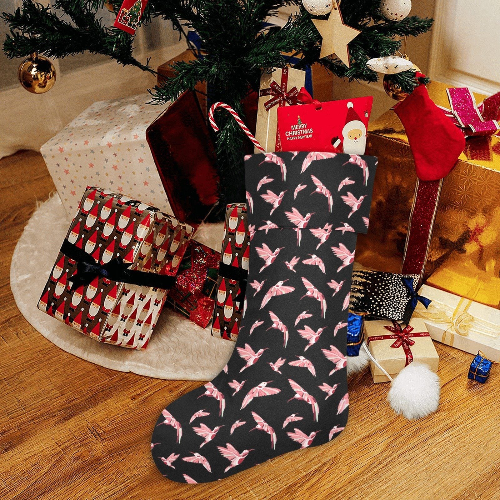 Strawberry Black Christmas Stocking holiday stocking e-joyer