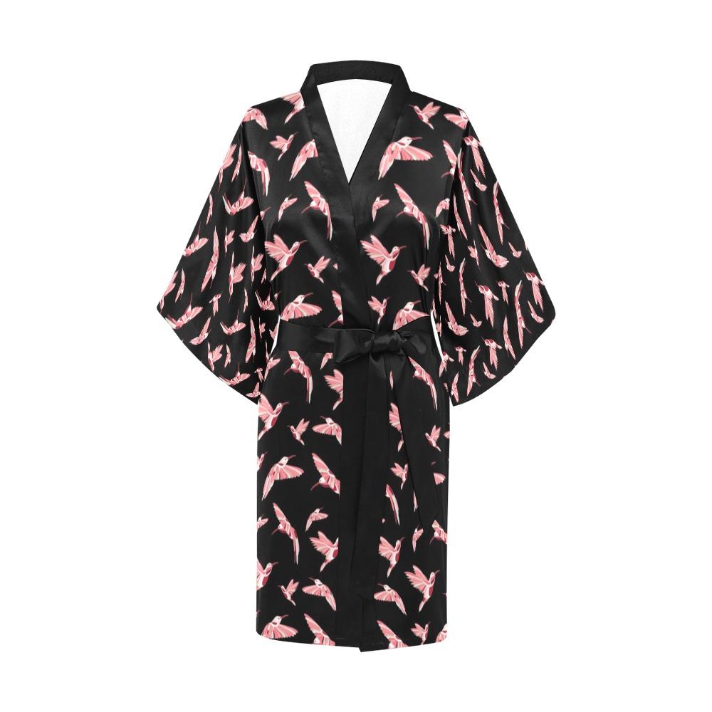 Strawberry Black Kimono Robe Artsadd 