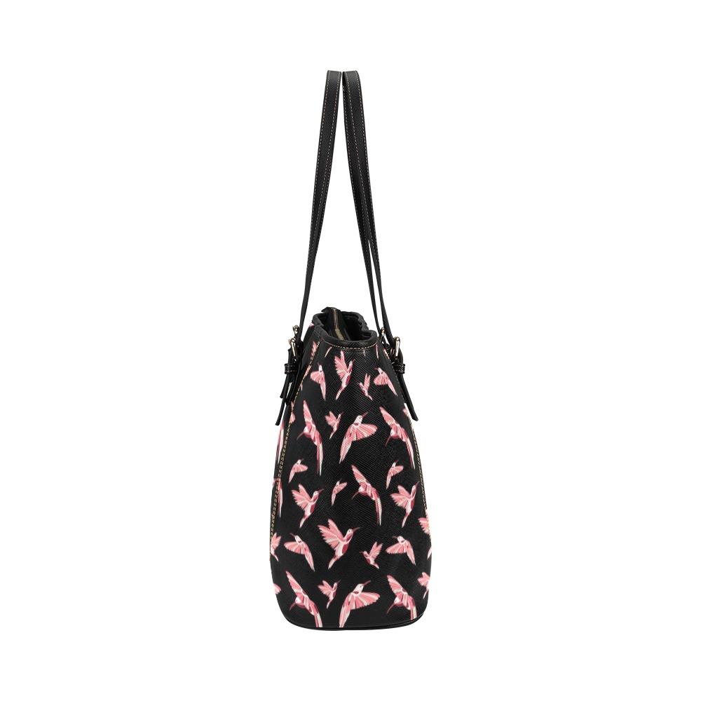 Strawberry Black Leather Tote Bag/Large (Model 1640) Leather Tote Bag (1640) e-joyer
