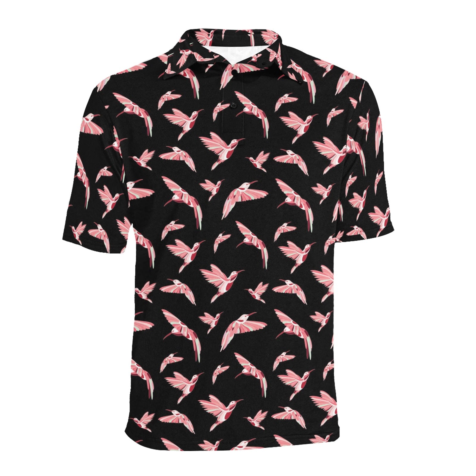 Strawberry Black Men's All Over Print Polo Shirt (Model T55) Men's Polo Shirt (Model T55) e-joyer