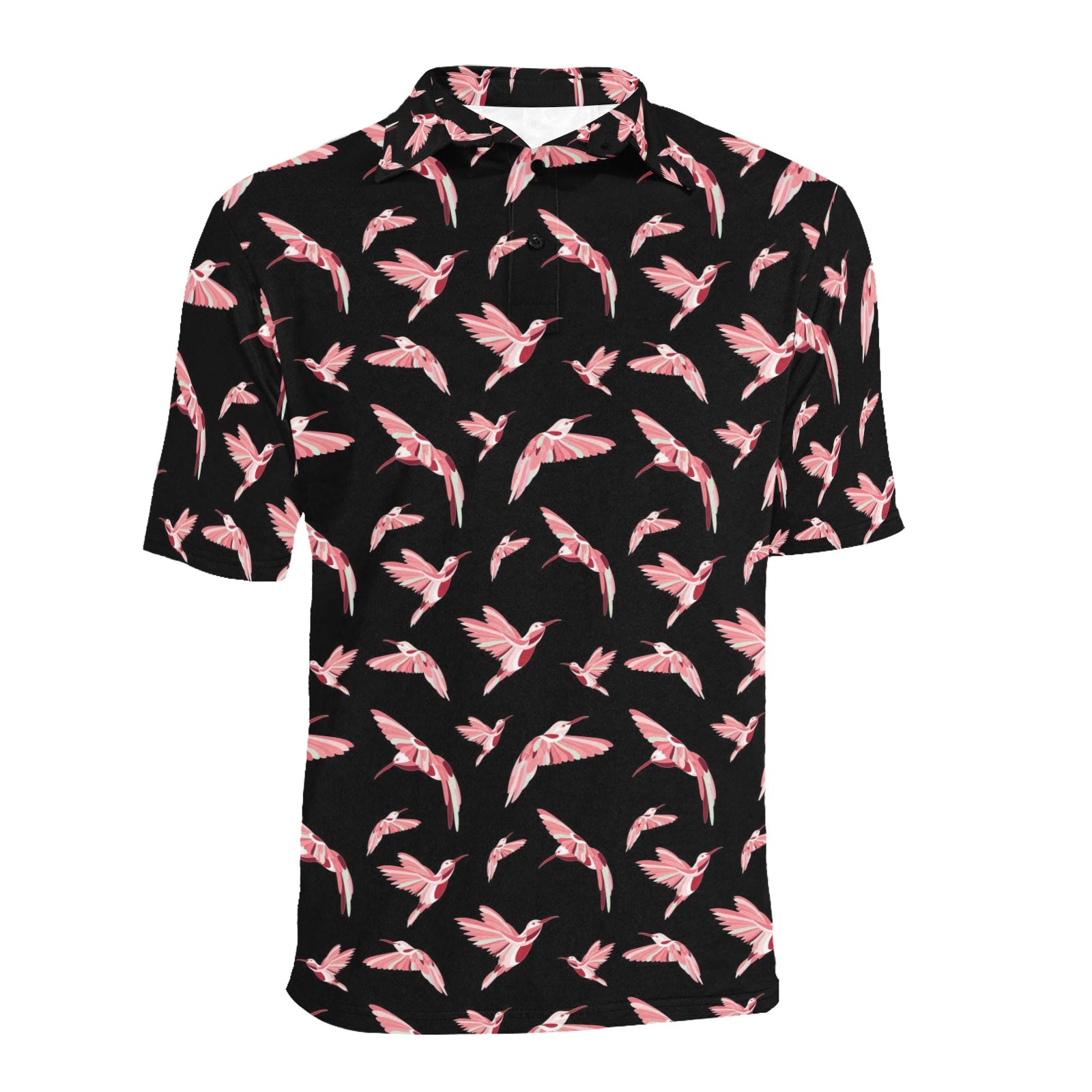 Strawberry Black Men's All Over Print Polo Shirt (Model T55) Men's Polo Shirt (Model T55) e-joyer 