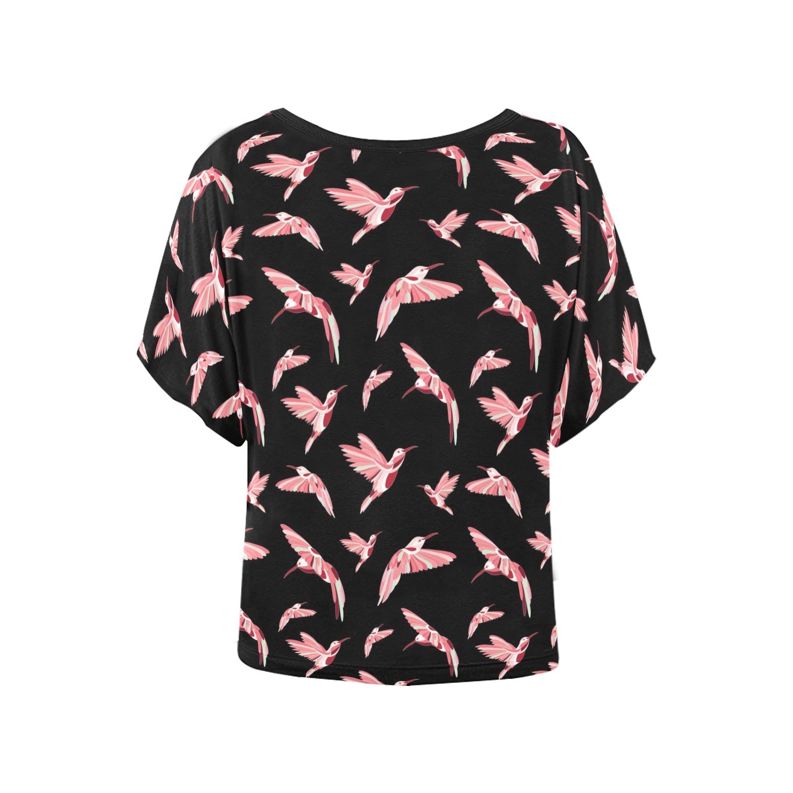 Strawberry Black Women's Batwing-Sleeved Blouse T shirt (Model T44) Women's Batwing-Sleeved Blouse T shirt (T44) e-joyer