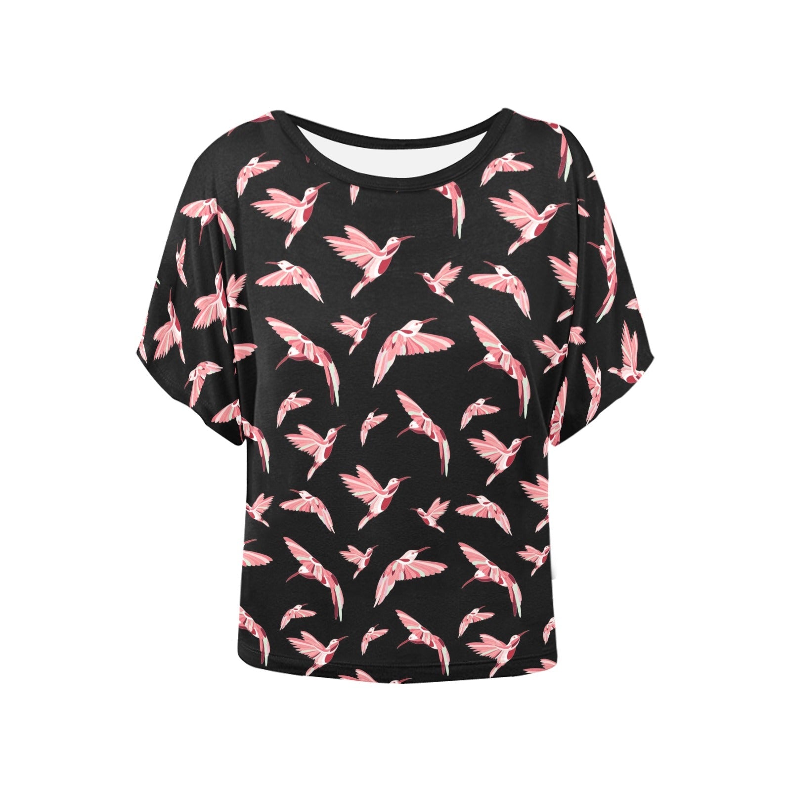 Strawberry Black Women's Batwing-Sleeved Blouse T shirt (Model T44) Women's Batwing-Sleeved Blouse T shirt (T44) e-joyer 