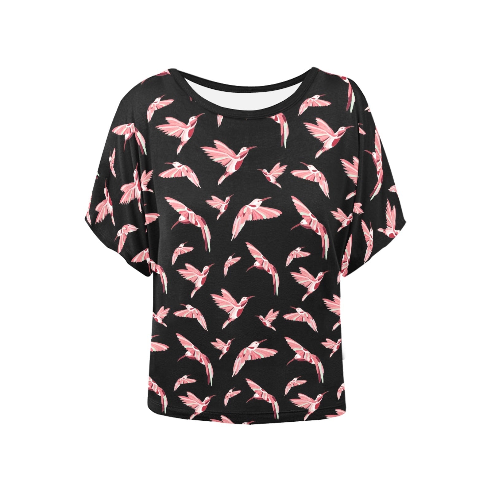 Strawberry Black Women's Batwing-Sleeved Blouse T shirt (Model T44) Women's Batwing-Sleeved Blouse T shirt (T44) e-joyer