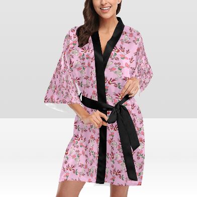 Strawberry Floral Kimono Robe Artsadd