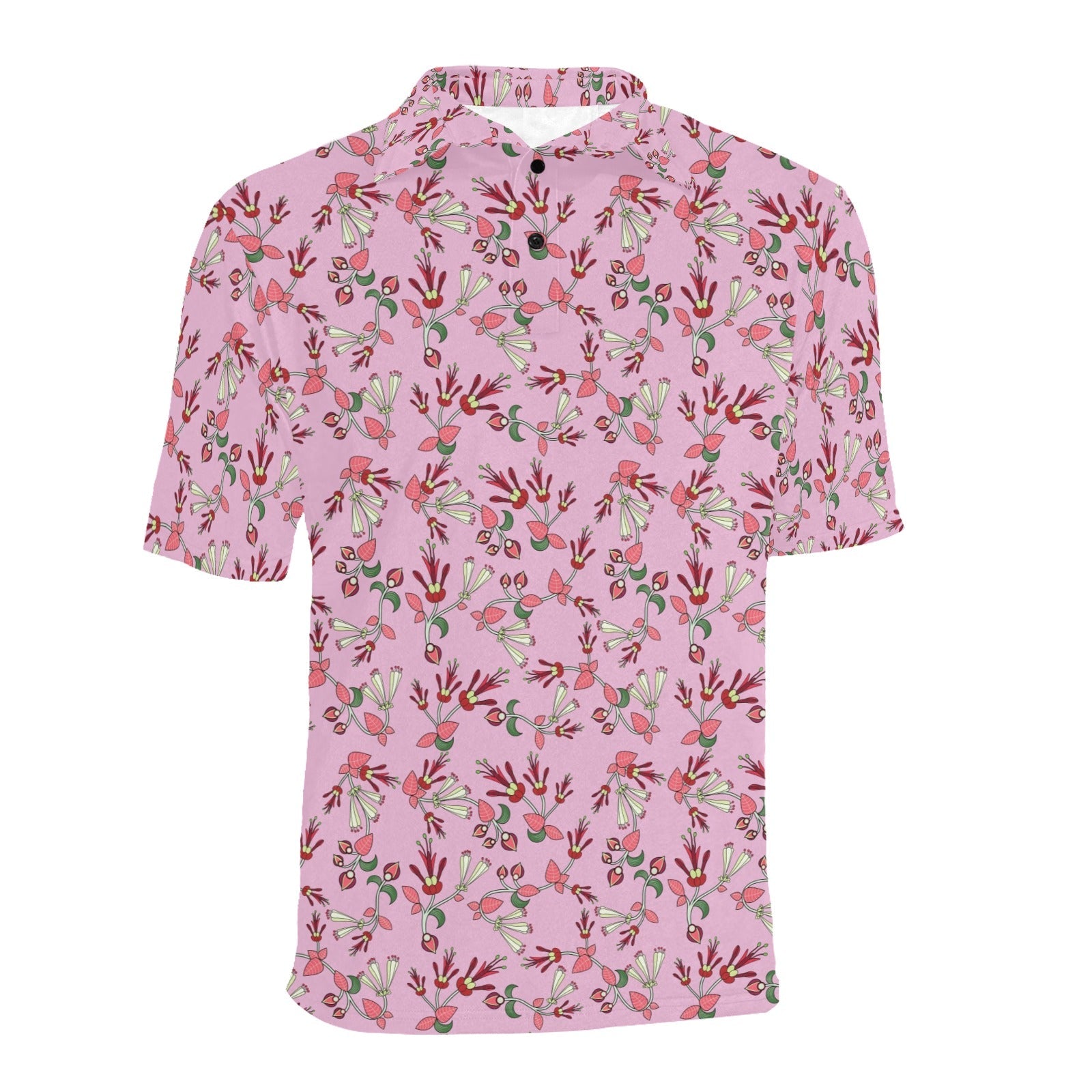 Strawberry Floral Men's All Over Print Polo Shirt (Model T55) Men's Polo Shirt (Model T55) e-joyer