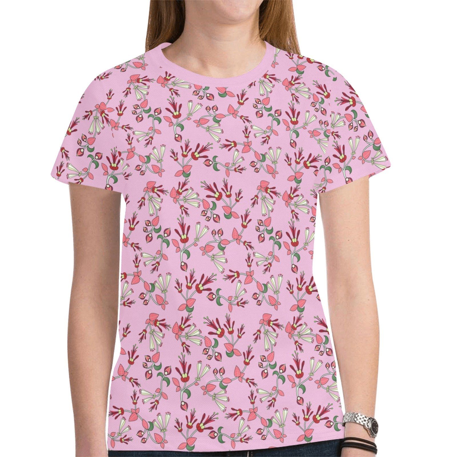 Strawberry Floral New All Over Print T-shirt for Women (Model T45) tshirt e-joyer
