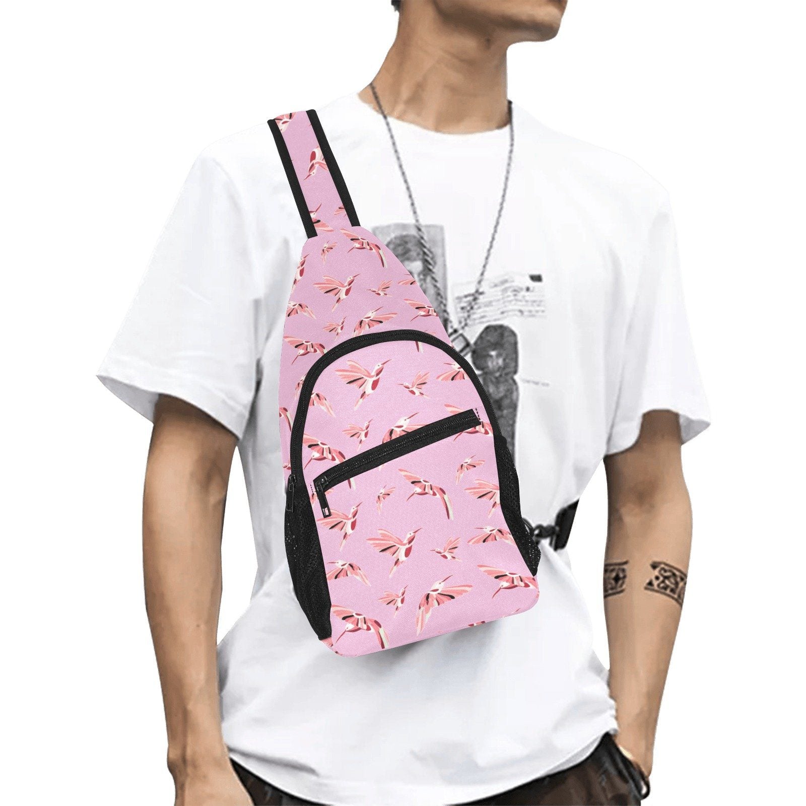 Strawberry Pink All Over Print Chest Bag (Model 1719) All Over Print Chest Bag (1719) e-joyer