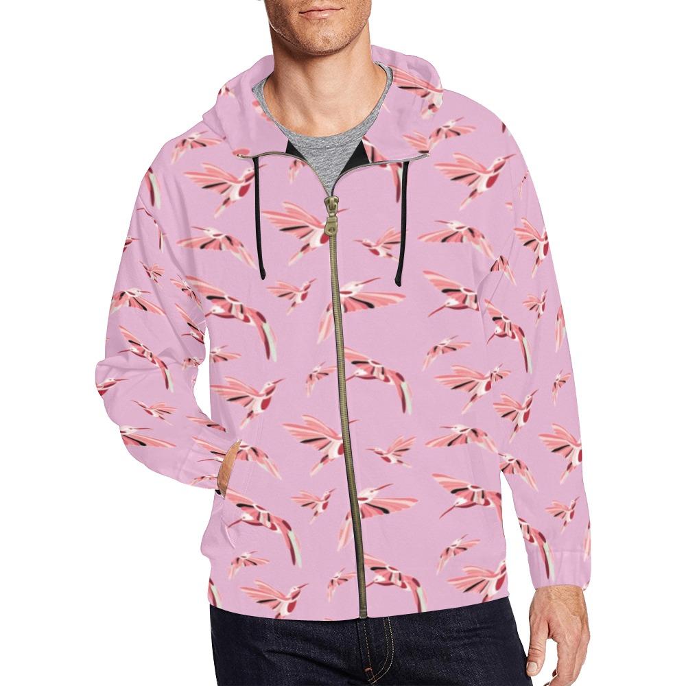 Pink zip hot sale hoodie men's