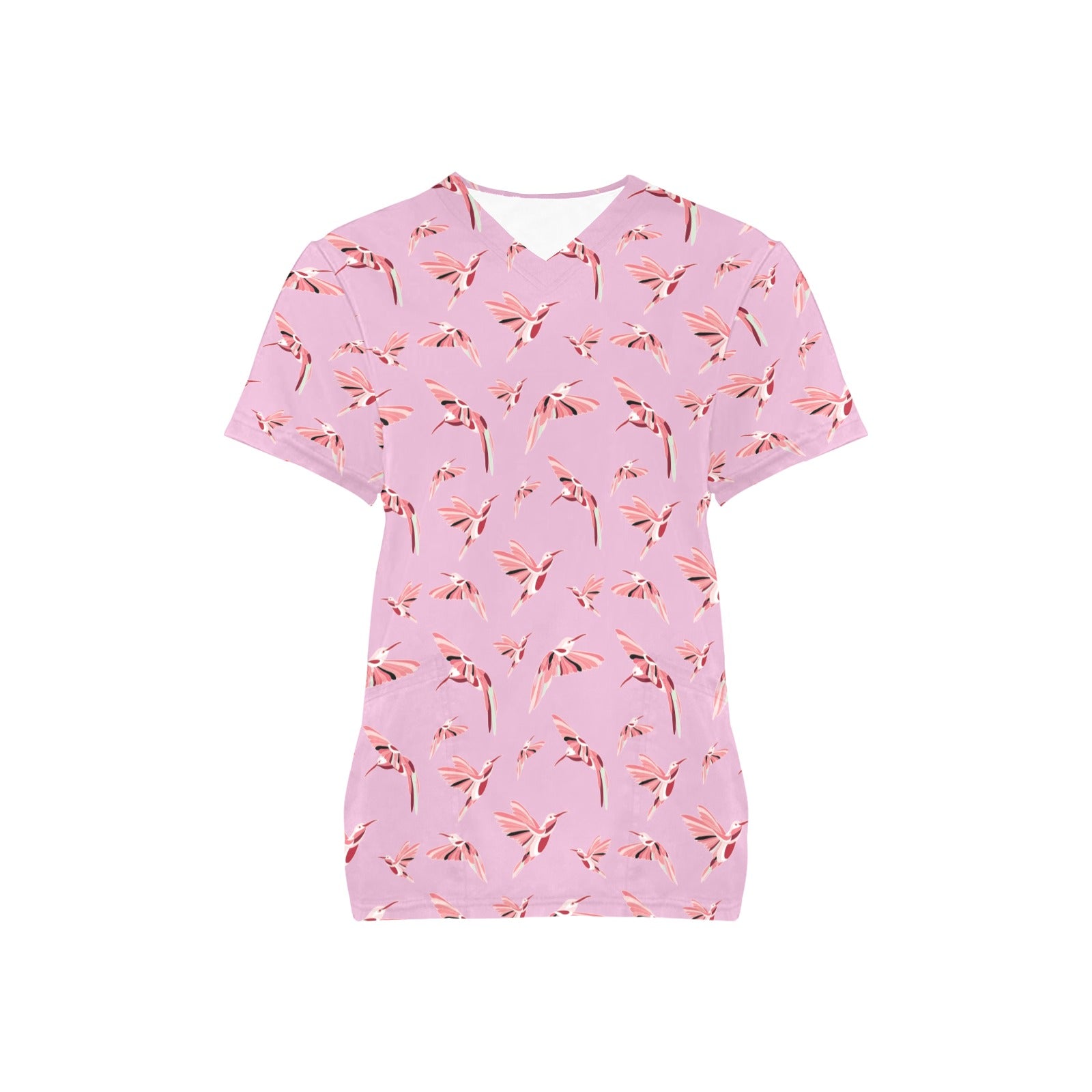 Strawberry Pink All Over Print Scrub Top Scrub Top e-joyer