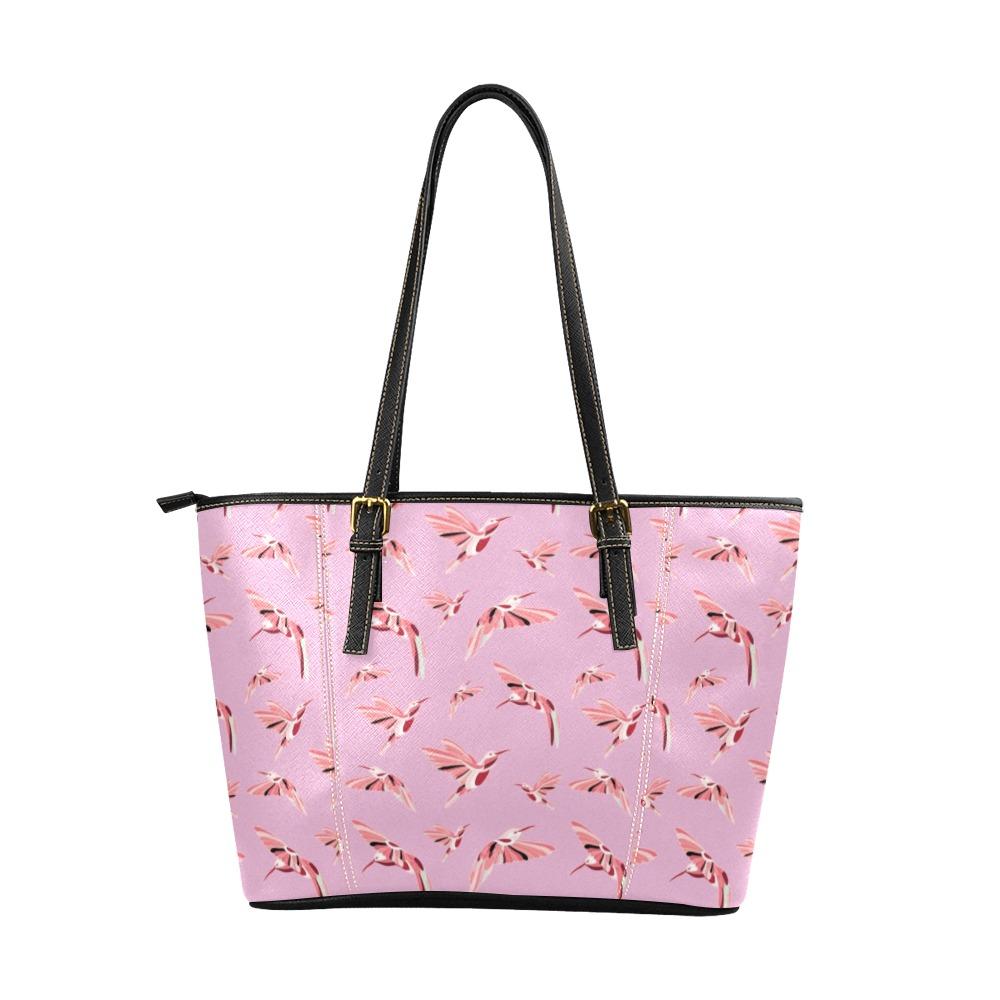 Strawberry Pink Leather Tote Bag/Large (Model 1640) Leather Tote Bag (1640) e-joyer