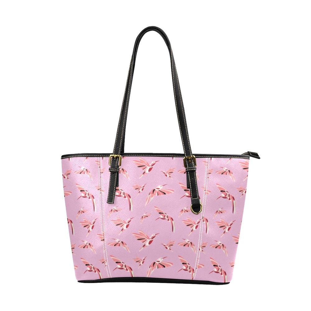 Strawberry Pink Leather Tote Bag/Large (Model 1640) Leather Tote Bag (1640) e-joyer