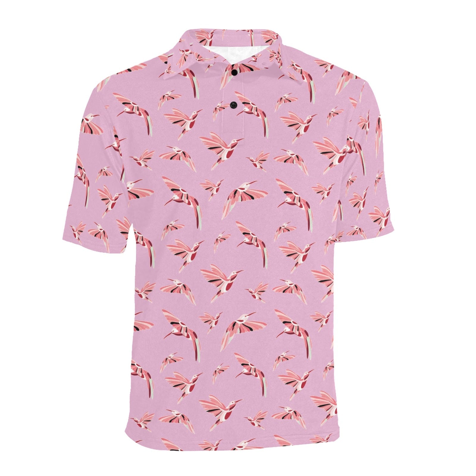 Strawberry Pink Men's All Over Print Polo Shirt (Model T55) Men's Polo Shirt (Model T55) e-joyer