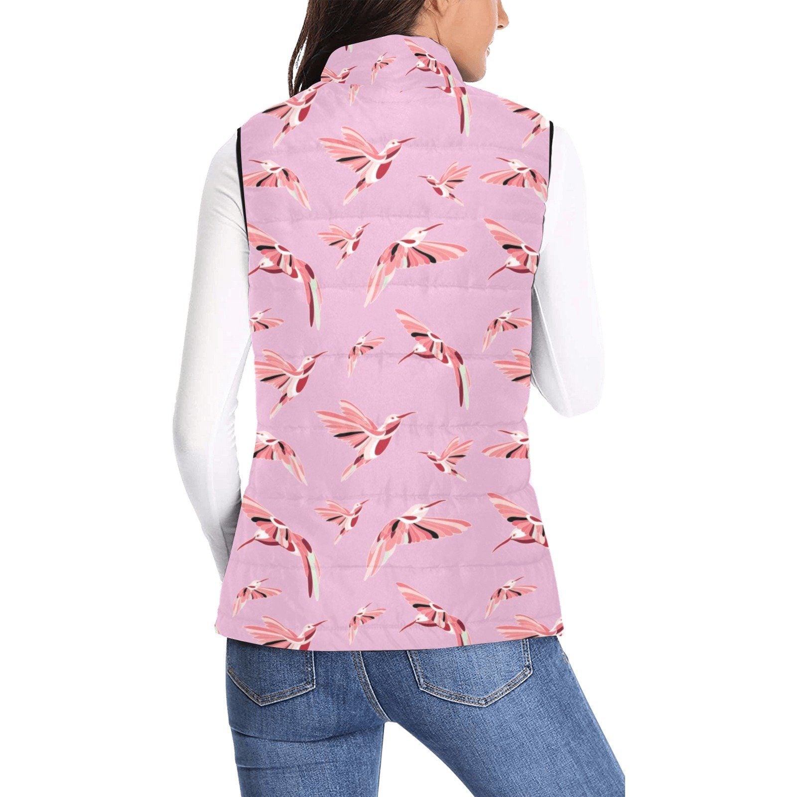 Strawberry Pink Women's Padded Vest Jacket (Model H44) Women's Padded Vest Jacket (H44) e-joyer