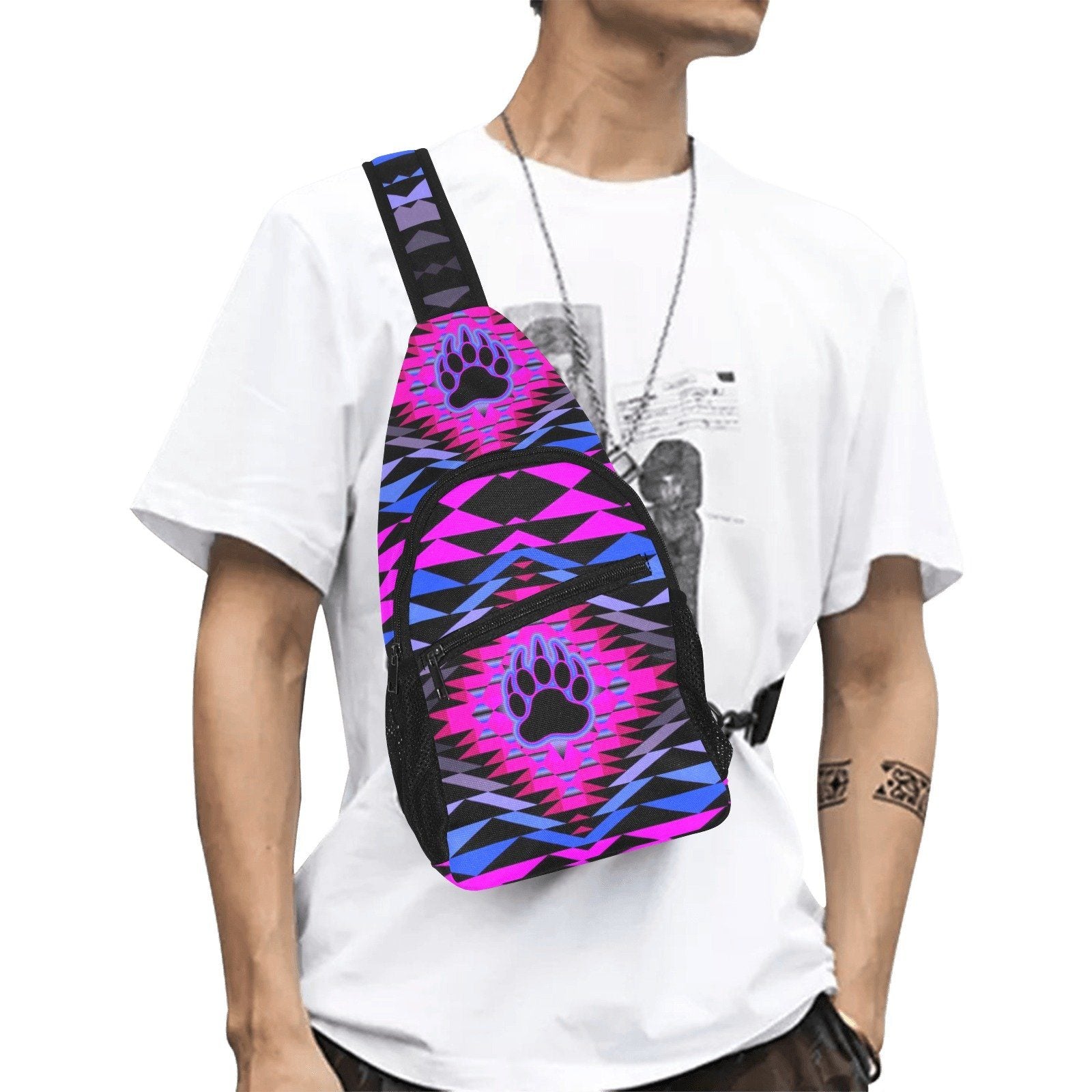 Sunset Bearpaw Blanket Pink All Over Print Chest Bag (Model 1719) All Over Print Chest Bag (1719) e-joyer
