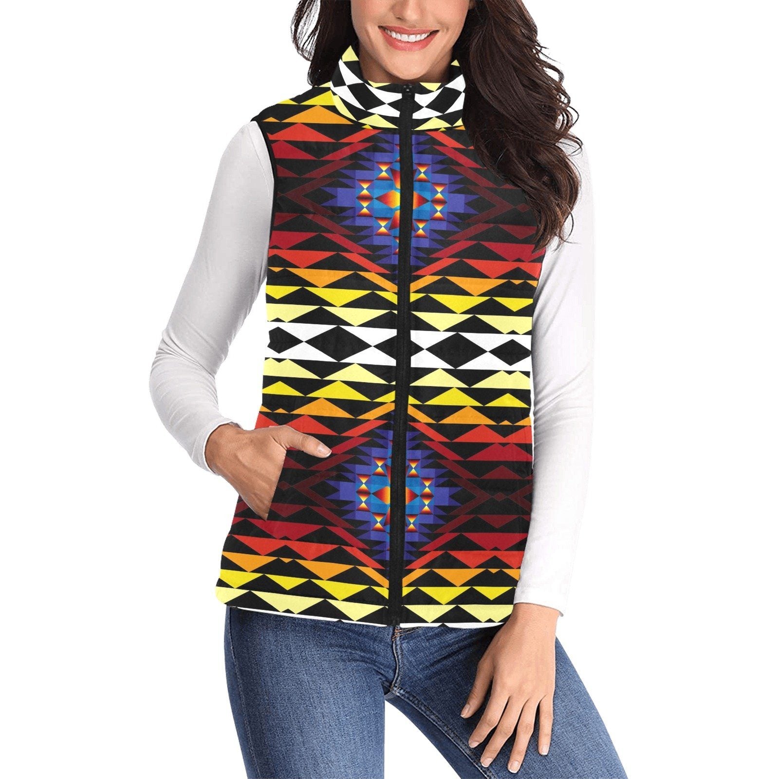 Sunset Blanket (2) Women's Padded Vest Jacket (Model H44) Women's Padded Vest Jacket (H44) e-joyer