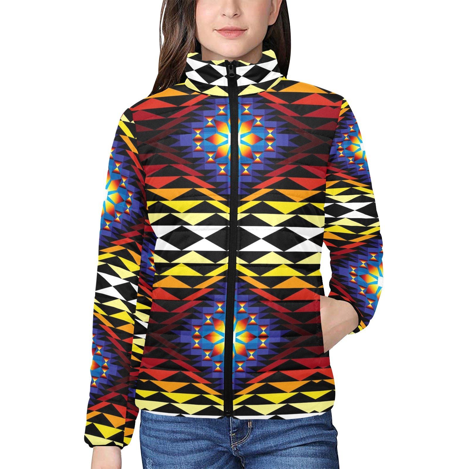 Sunset Blanket Women's Stand Collar Padded Jacket (Model H41) jacket e-joyer