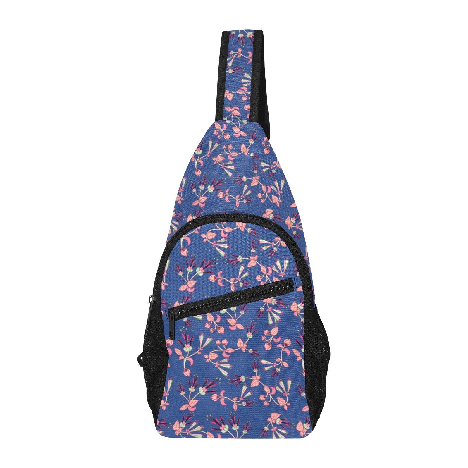 Swift Floral Peach Blue All Over Print Chest Bag (Model 1719) All Over Print Chest Bag (1719) e-joyer