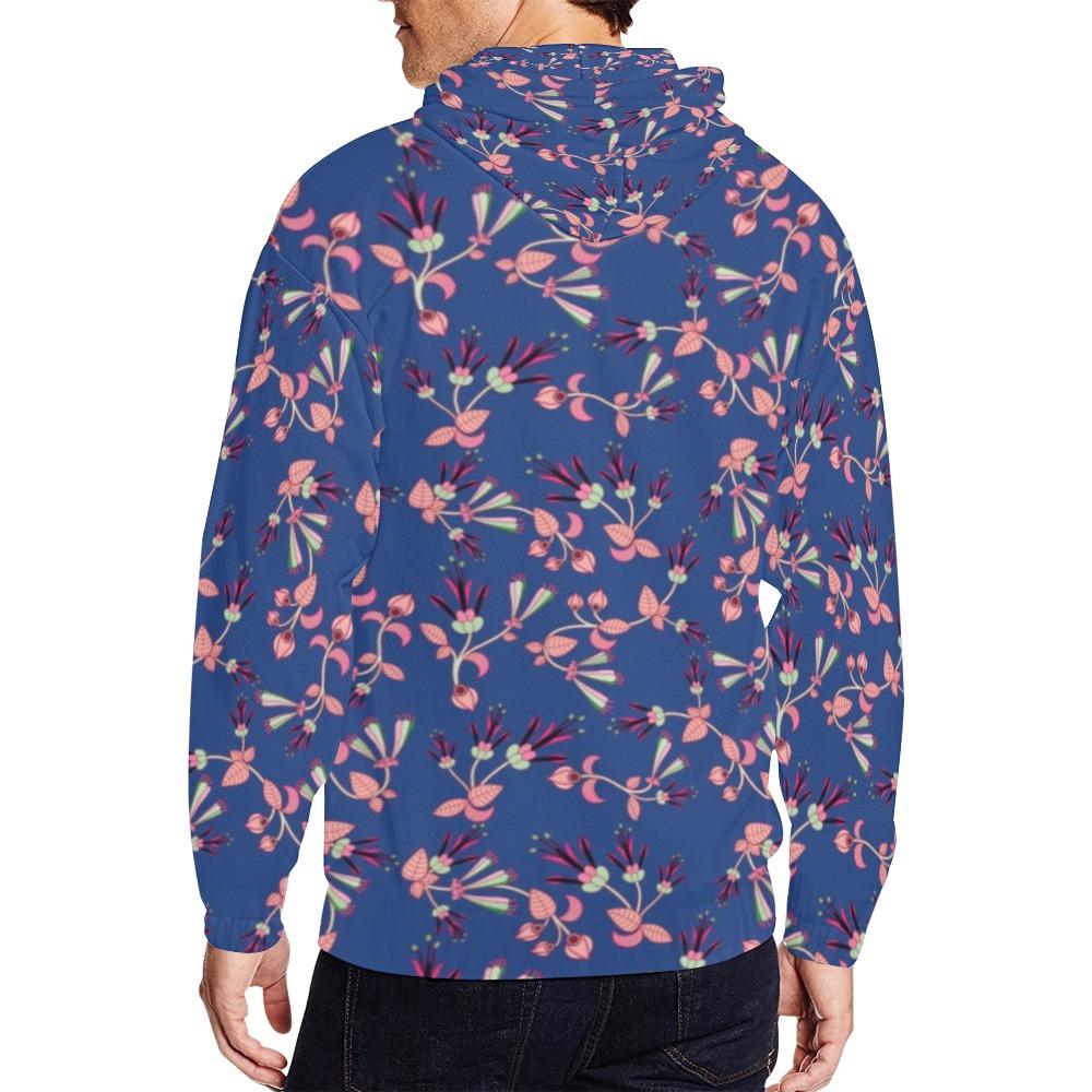 Swift Floral Peach Blue All Over Print Full Zip Hoodie for Men (Model H14) All Over Print Full Zip Hoodie for Men (H14) e-joyer 