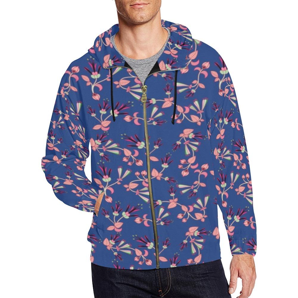 Swift Floral Peach Blue All Over Print Full Zip Hoodie for Men (Model H14) All Over Print Full Zip Hoodie for Men (H14) e-joyer