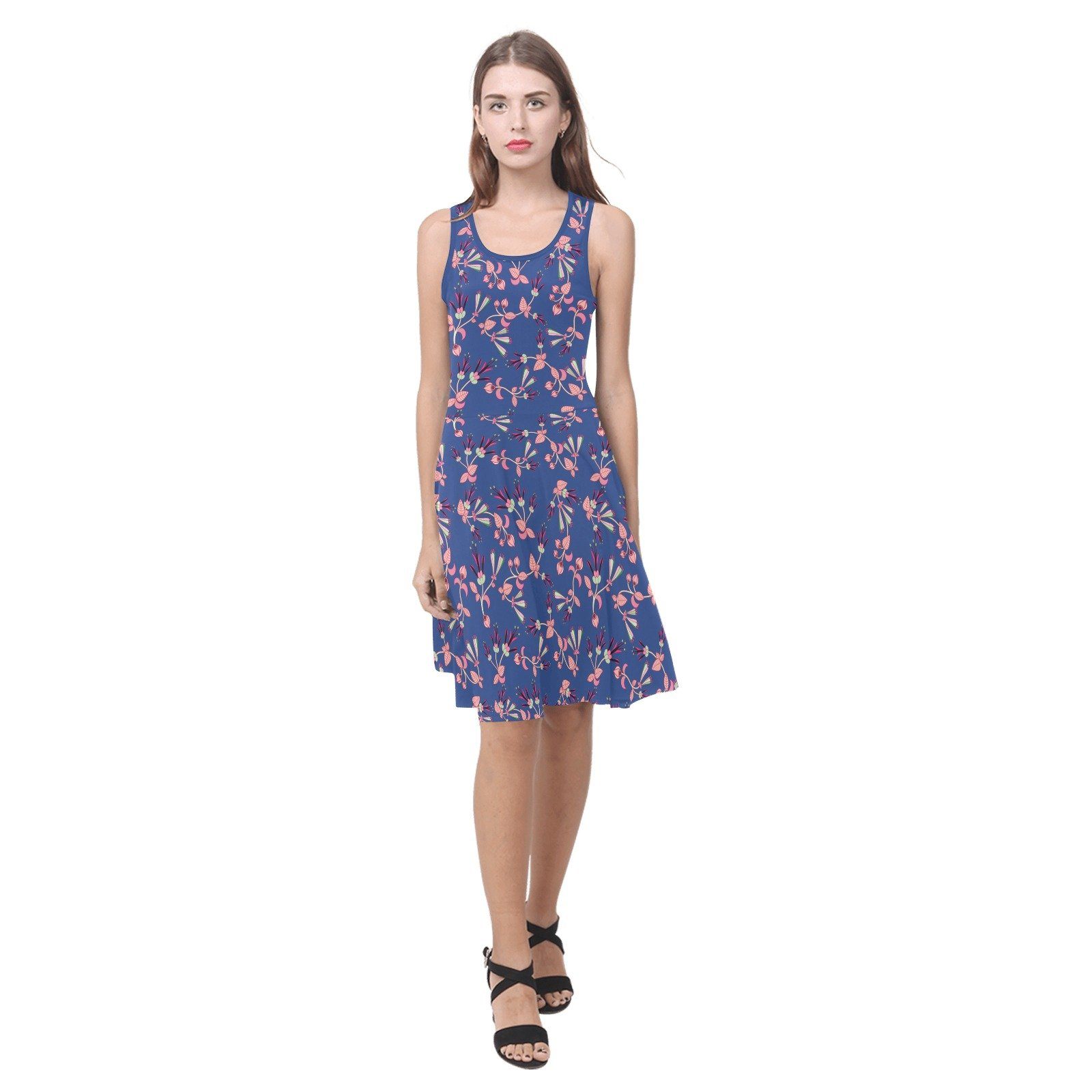 Swift Floral Peach Blue Atalanta Sundress (Model D04) Atalanta Sundress (D04) e-joyer 