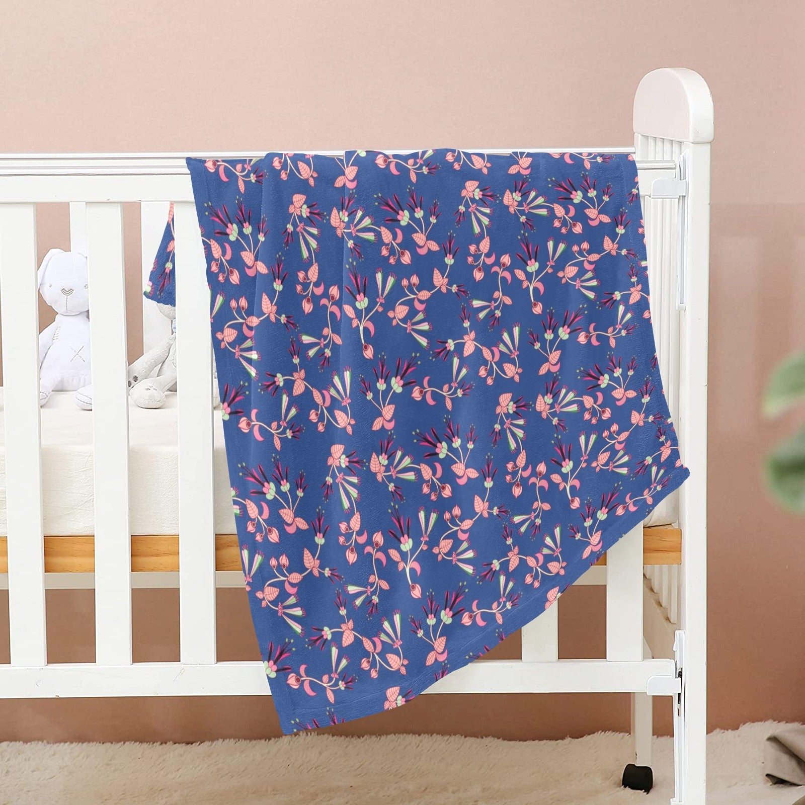 Swift Floral Peach Blue Baby Blanket 30"x40" Baby Blanket 30"x40" e-joyer 
