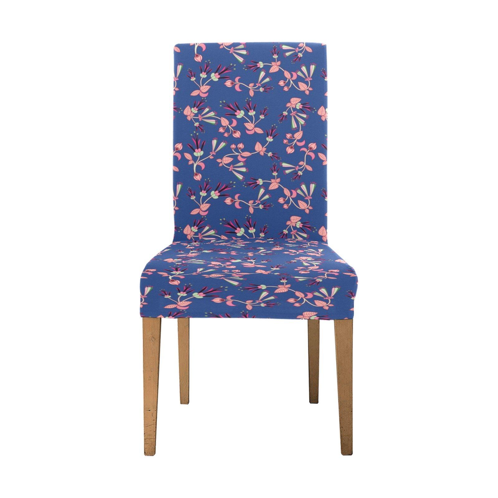 Swift Floral Peach Blue Chair Cover (Pack of 6) Chair Cover (Pack of 6) e-joyer 