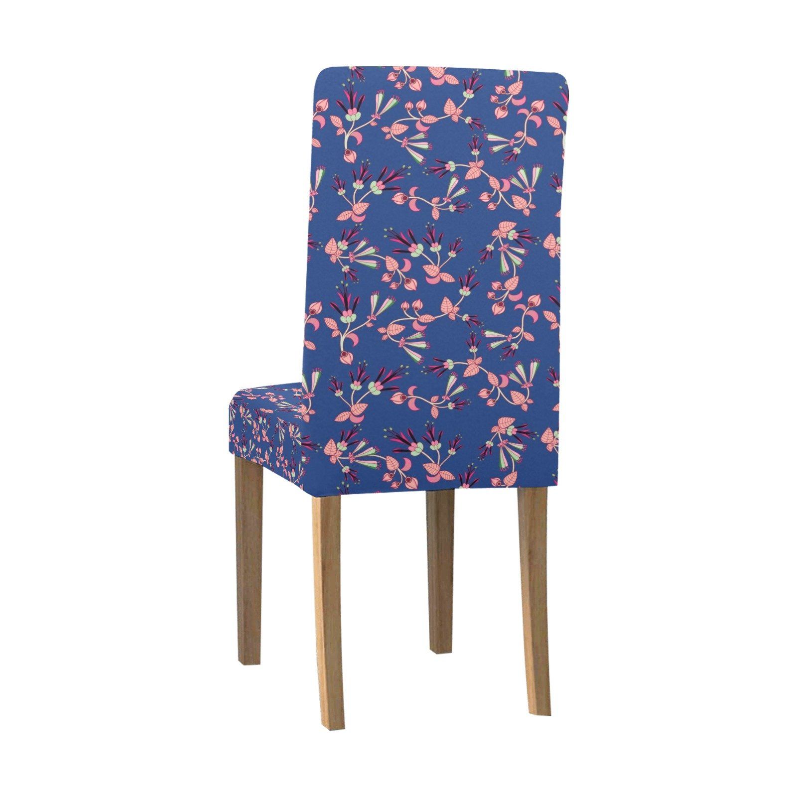 Swift Floral Peach Blue Chair Cover (Pack of 6) Chair Cover (Pack of 6) e-joyer 
