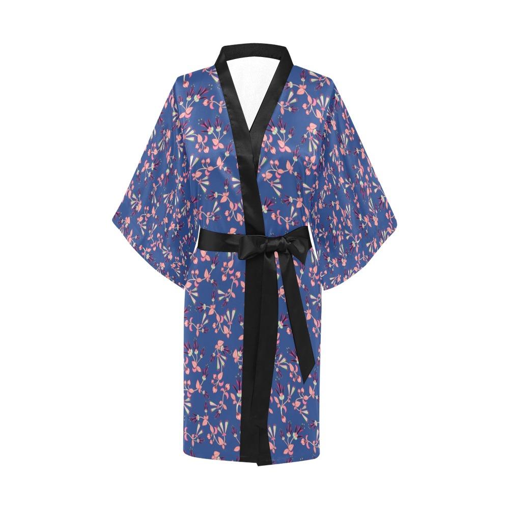 Swift Floral Peach Blue Kimono Robe Artsadd