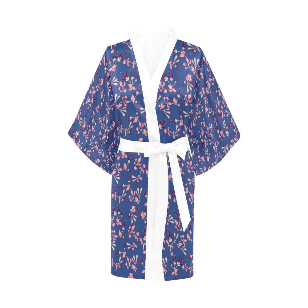 Swift Floral Peach Blue Kimono Robe Artsadd